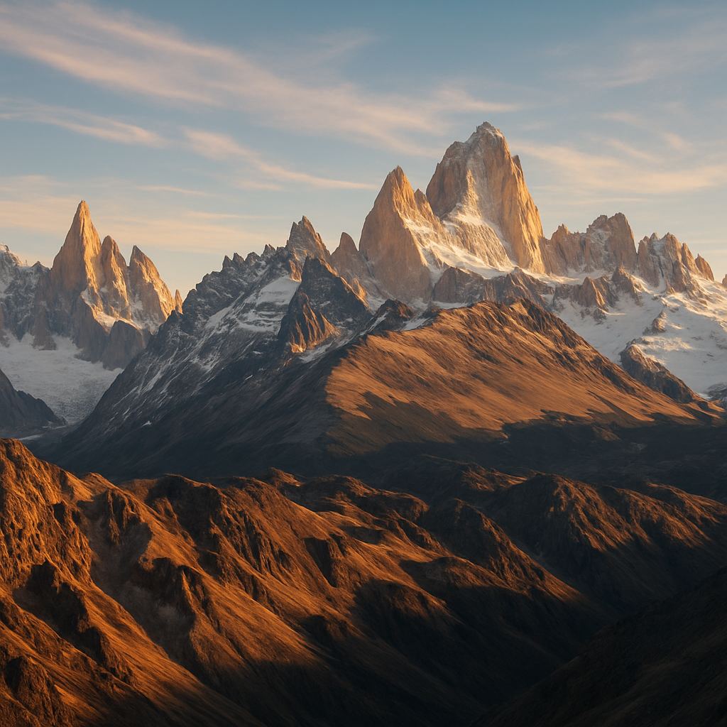 Panorama de los Andes argentinos al atardecer